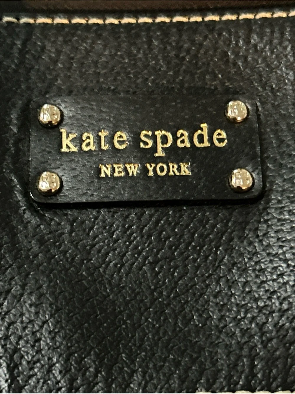 kate spade black leather dome satchel with gold hardware